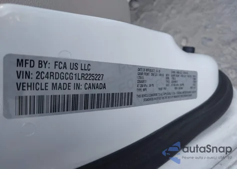 2020 Dodge Grand Caravan Sxt from USA, damaged, VIN 2C4RDGCG1LR225227
